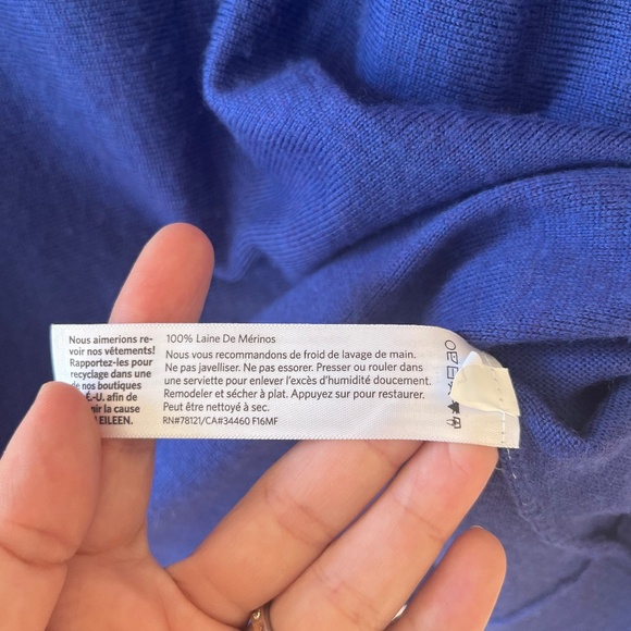 Eileen Fisher Sz S M Oversized Purple Merino Wool Sweater Cowl Neck Pullover - Picture 8 of 10